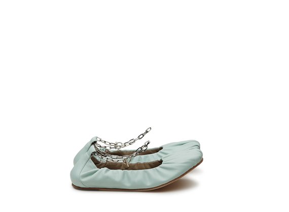 Teal ballerina flats with anklet