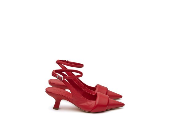 Red chanel slash sandals - Red