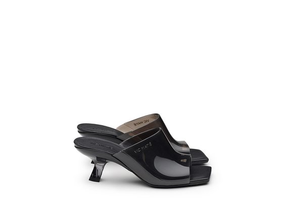 Black slash sandals with plexiglass