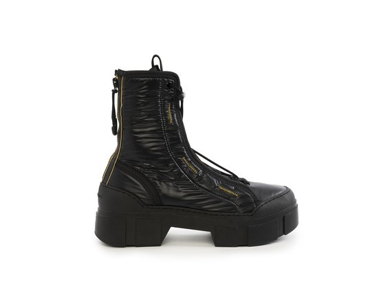 Black fabric Roccia combat boots with zip - Schwarz / Gelb