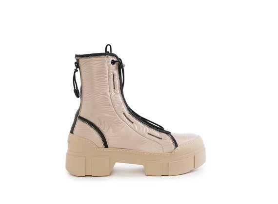 Powder-pink fabric Roccia combat boots with zip
