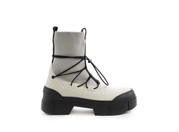 Bone-white knit Roccia ankle boots