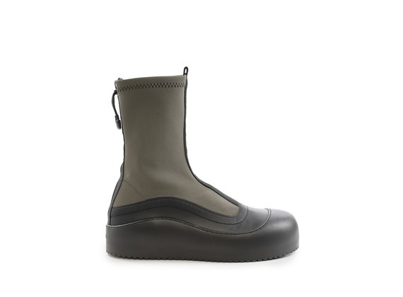 Waders khaki leather/stretch fabric ankle boots - Noir / Vert Militaire