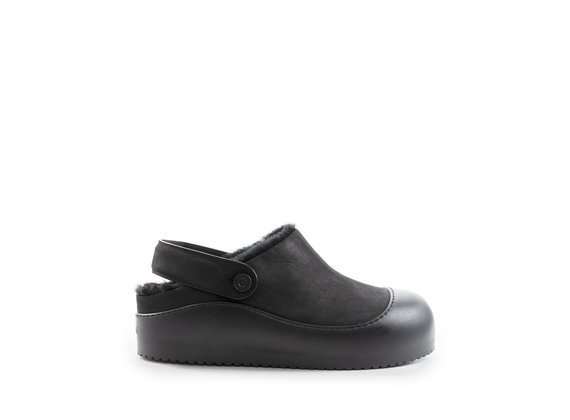 Waders black nubuck leather mules - Black