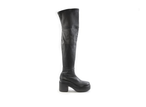 Macaron black thigh-high boots