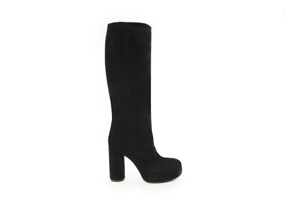 Ducky black suede tube boots - Black