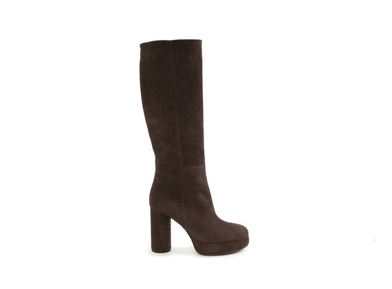 Ducky dark brown suede tube boots - Brown