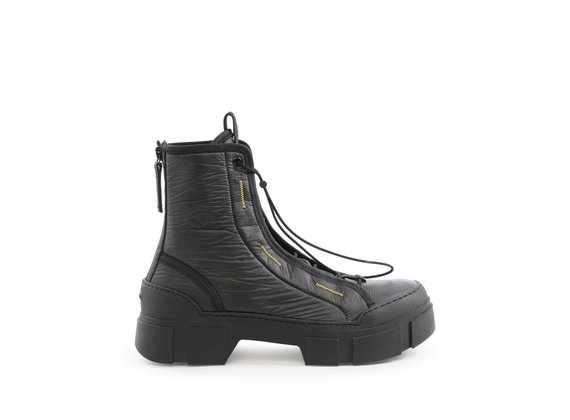 Men's Roccia black technical fabric combat boots with zip - Black / Yellow