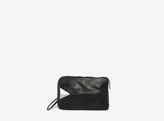 Three-dimensional clutch bag with metal corners - Black