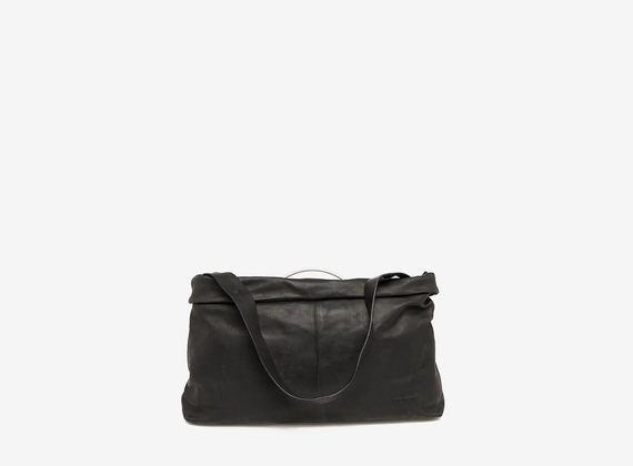 Leather bag with metal handle - Black