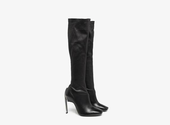 Stretch leather boots - Black