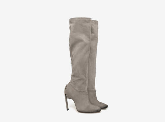 Stretch suede boots - Ice