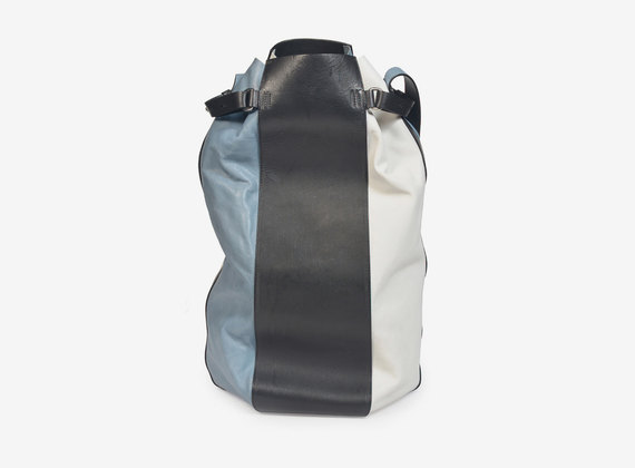 Multicolour leather handbag - BLACK / WHITE / PALE BLUE