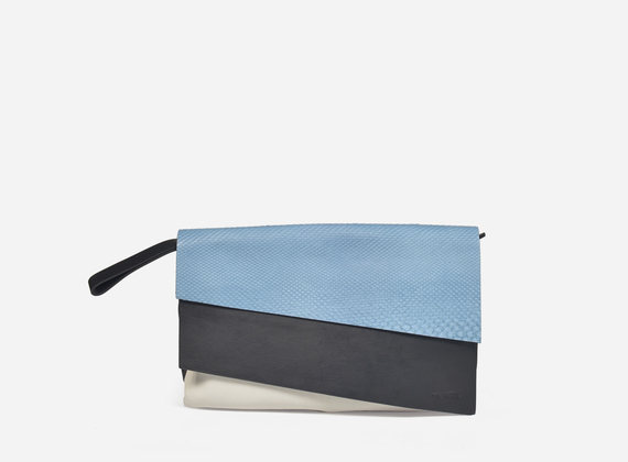 Compact clutch bag crafted from leather and python leather