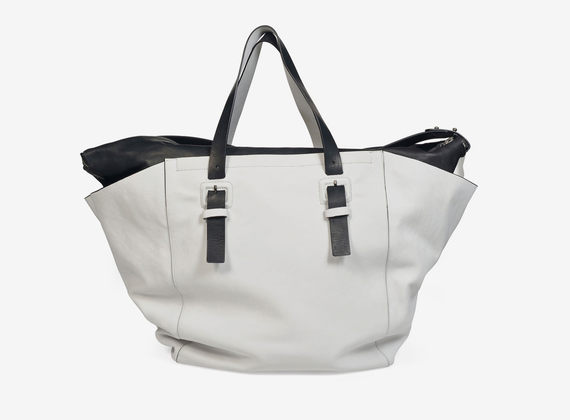 Bicolour leather large bag - White