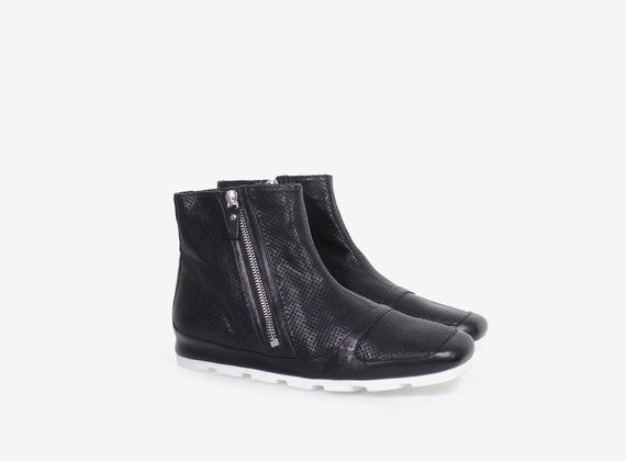 Light ankle boot with double zip - Black
