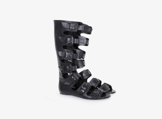 Sandale/botte ouverte multi-boucles - Black