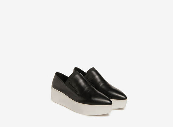 Pantofola su flatform bianco nera - Nero / Bianco