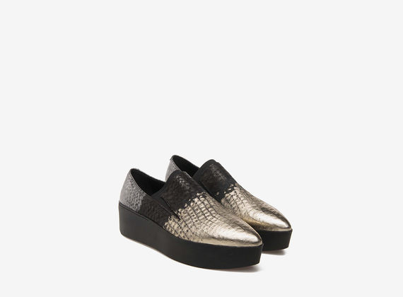 Metallic flatform slippers - Black / Gold / Silver