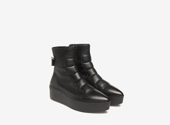 Padded flatform ankle boots - Black