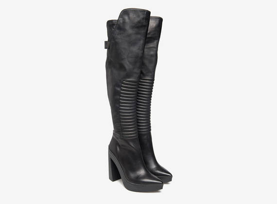 Padded over the knee boots - Black