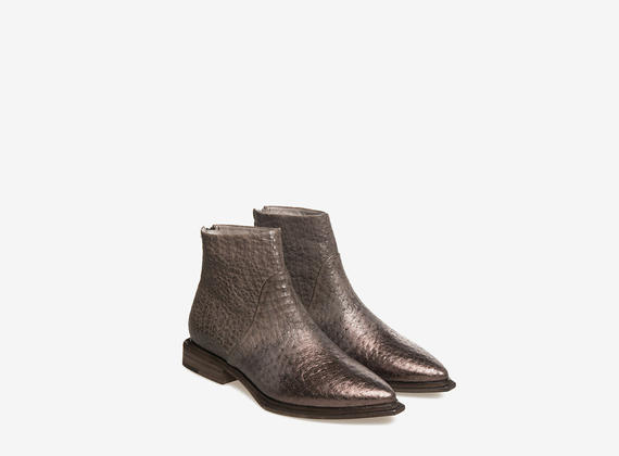 Metal coated ankle boots