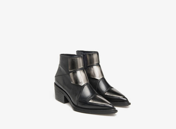 Ankle boots with metal inserts
