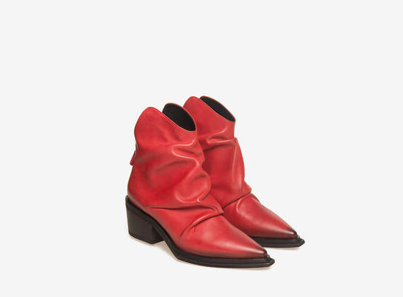 Texan boots in red leather - Red