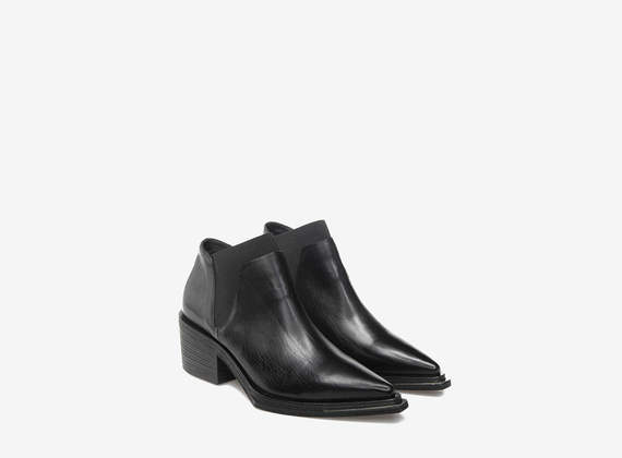 Zip ankle boots with elastic - Black