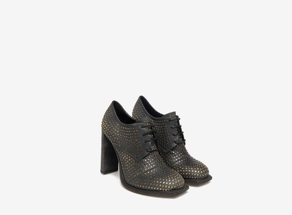 Studded lace-up heels - Black