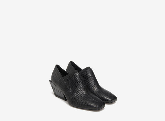 Elastischer Schuh aus bedrucktem Leder - Black