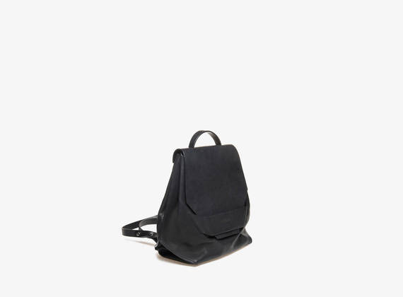 Mini rucksack with geometric flap - Black