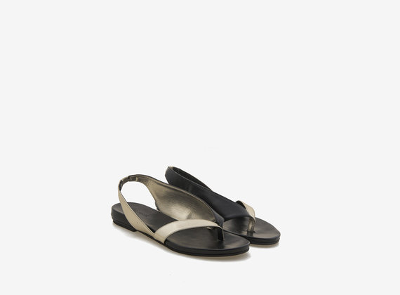 Laminated asymmetrical flip-flop sandal - Laminated Platinum / Black