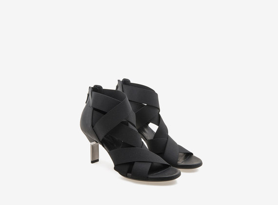 Sandalen mit Metallabsatz und elastischen Bändern - Black