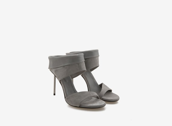 Suede sandal with stiletto heel - Grey