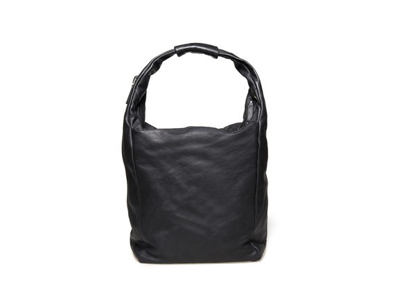 Soft black bag with a double zip closure