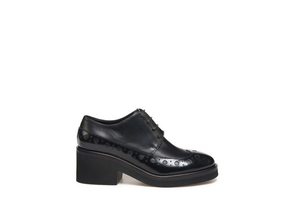 Black derby shoe with perforated shaft - Black