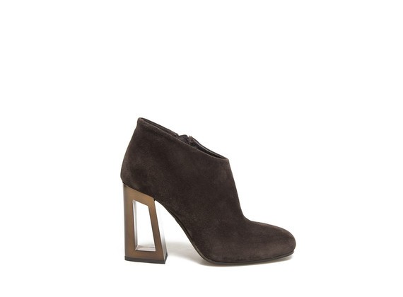Ankle boots with perforated metallic heel - Dark Brown