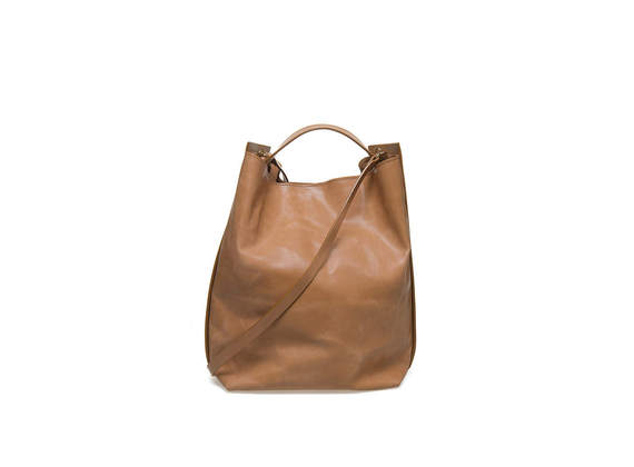 Bucket bag with side bands - Leather Brown