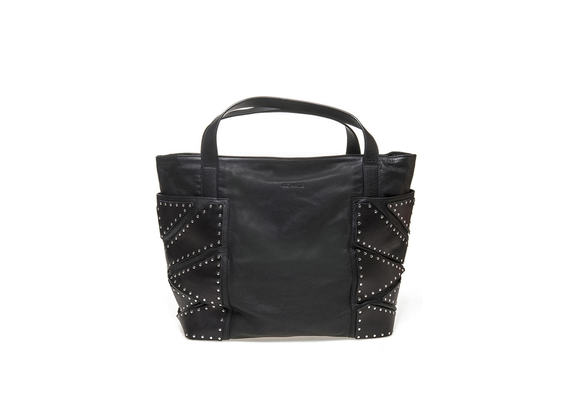 Shopping bag with studded pockets