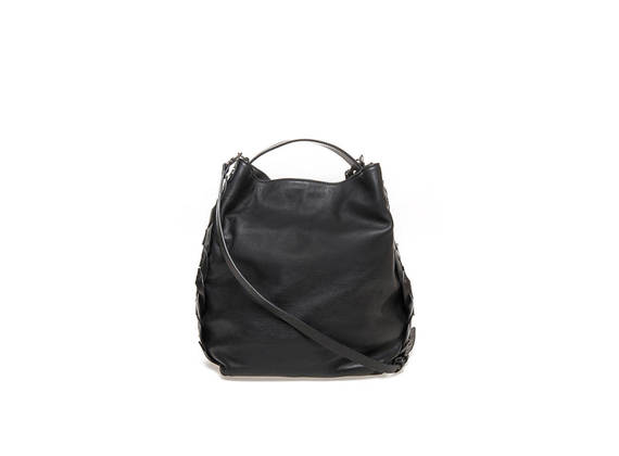 Bucket bag with twisted bands - Black