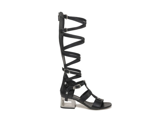 Gladiator boot with perforated heel - Black