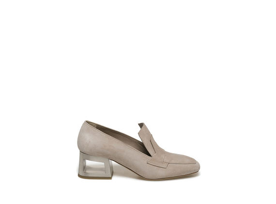 Light dusty pink-coloured loafer with perforated heel - Poudre