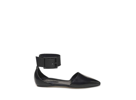 Ballerina with ankle strap and maxi buckle - Black