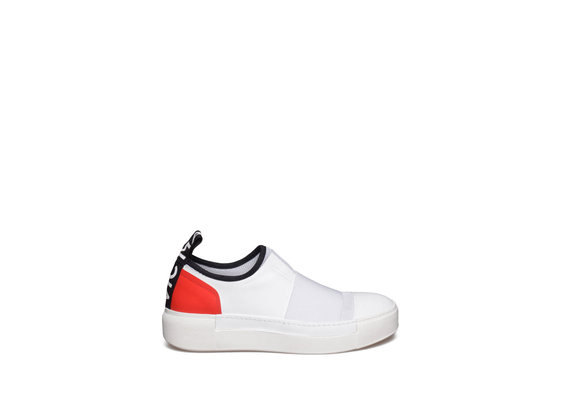 White slip-on with red heel