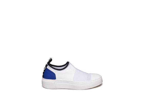 White slip-on with blue heel - White / Blue