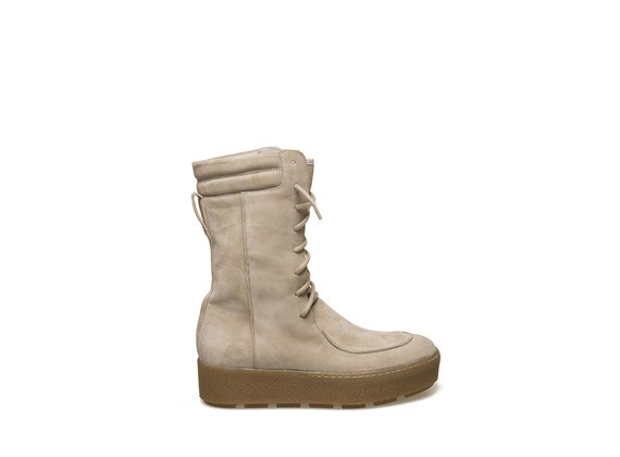 Lace up low boot honey coloured - Beige