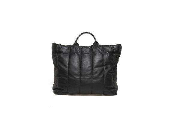Quilted black shopping bag - Black