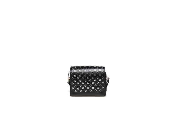 Mini black briefcase with eyelets