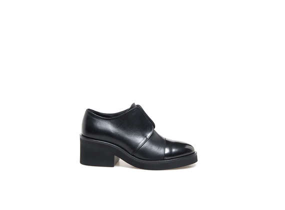 Derby shoes with elastic and metallic toe cap - Black / Lead